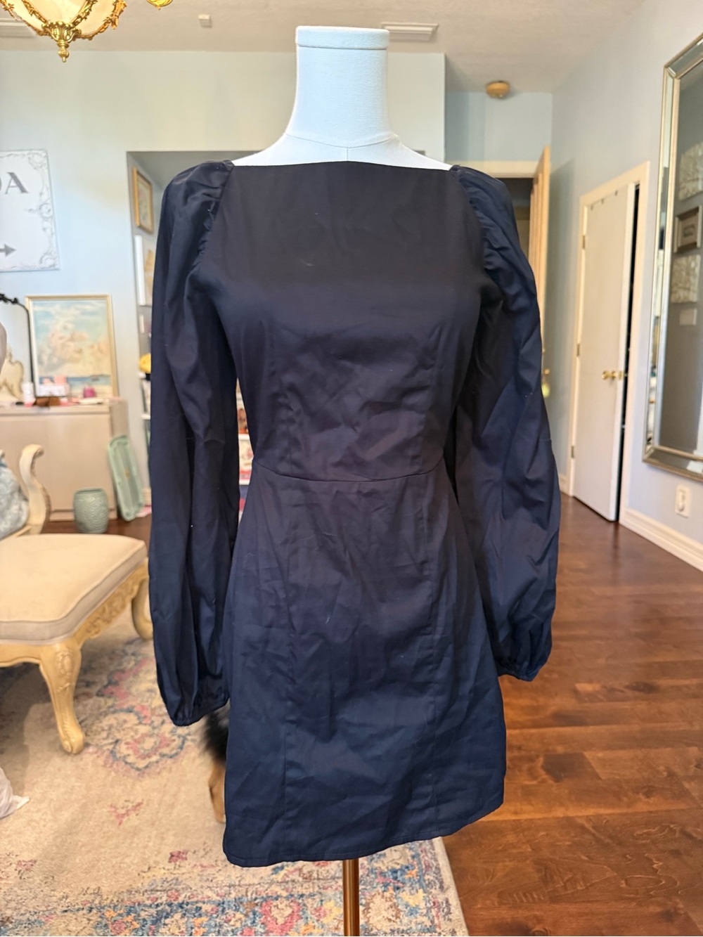 Elegant Black Puff-Sleeve Mini Dress